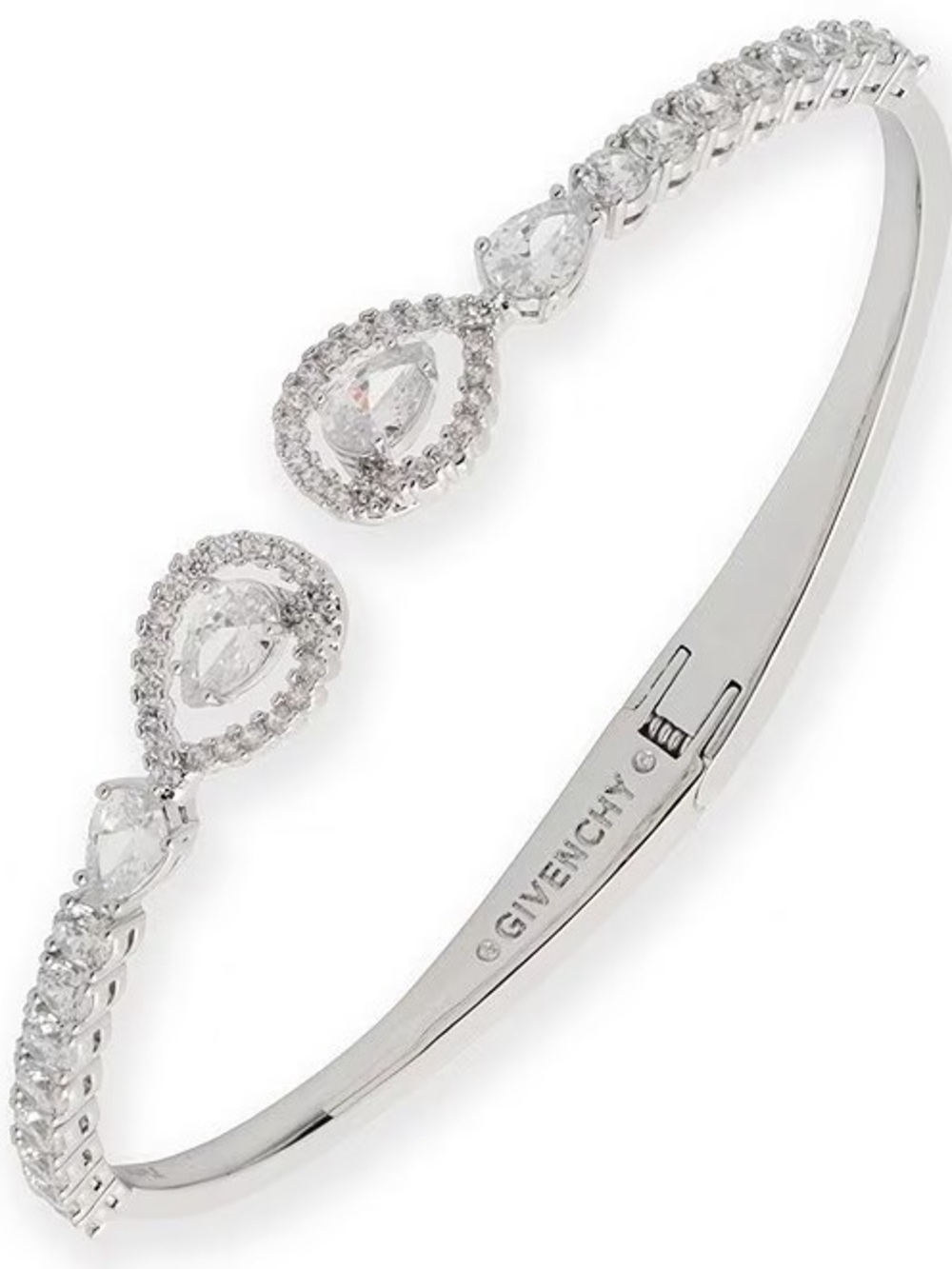 Givenchy Silver Tone Crystal CZ Cuff Bracelet